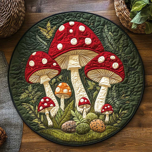 Mushroom Garden CQ1005024CL Quilted Round Mat