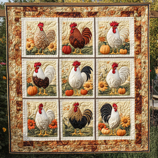 Pumpkin Patch Roosters WY1308044CL Quilt
