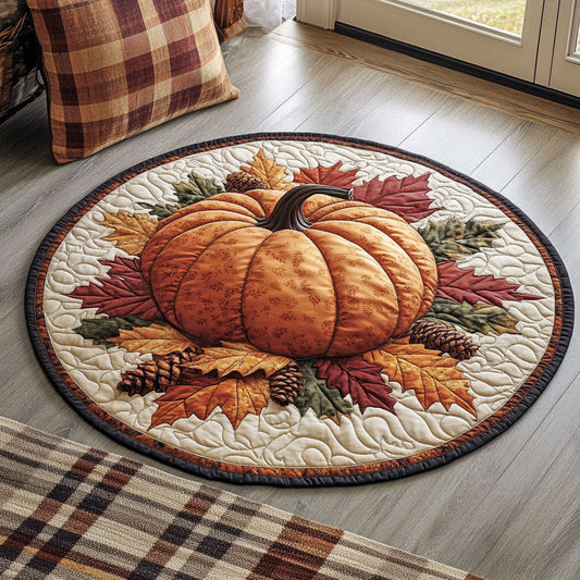 Harvest Pumpkin Lane WX0407035CL Quilted Round Mat