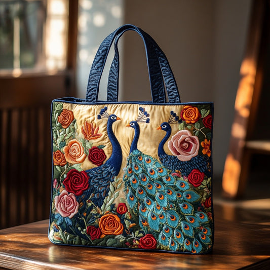 Gorgeous Peacocks XR2109030CL Quilted Tote Bag
