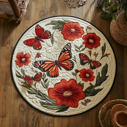Vintage Garden Butterfly WY0107053CL Quilted Round Mat