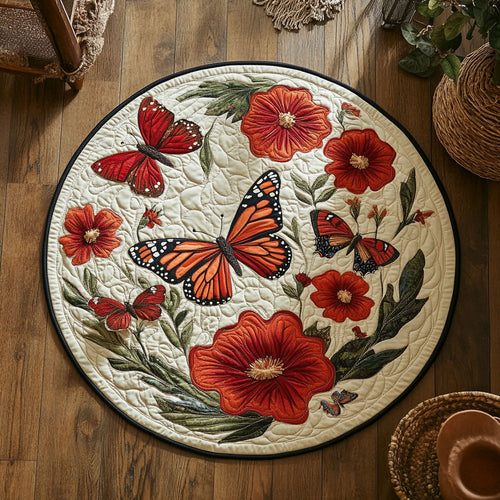 Vintage Garden Butterfly WY0107053CL Quilted Round Mat