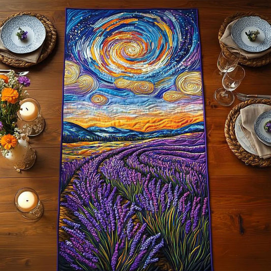 Starry Lavender Field CW0306045CL Quilted Table Runner