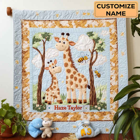 Sunny Giraffe WN2407068CL Personalized Baby Quilt