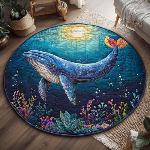Under The Moon Whale WJ2304049CL Quilted Round Mat