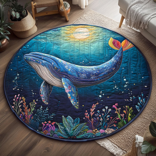 Under The Moon Whale WJ2304049CL Quilted Round Mat