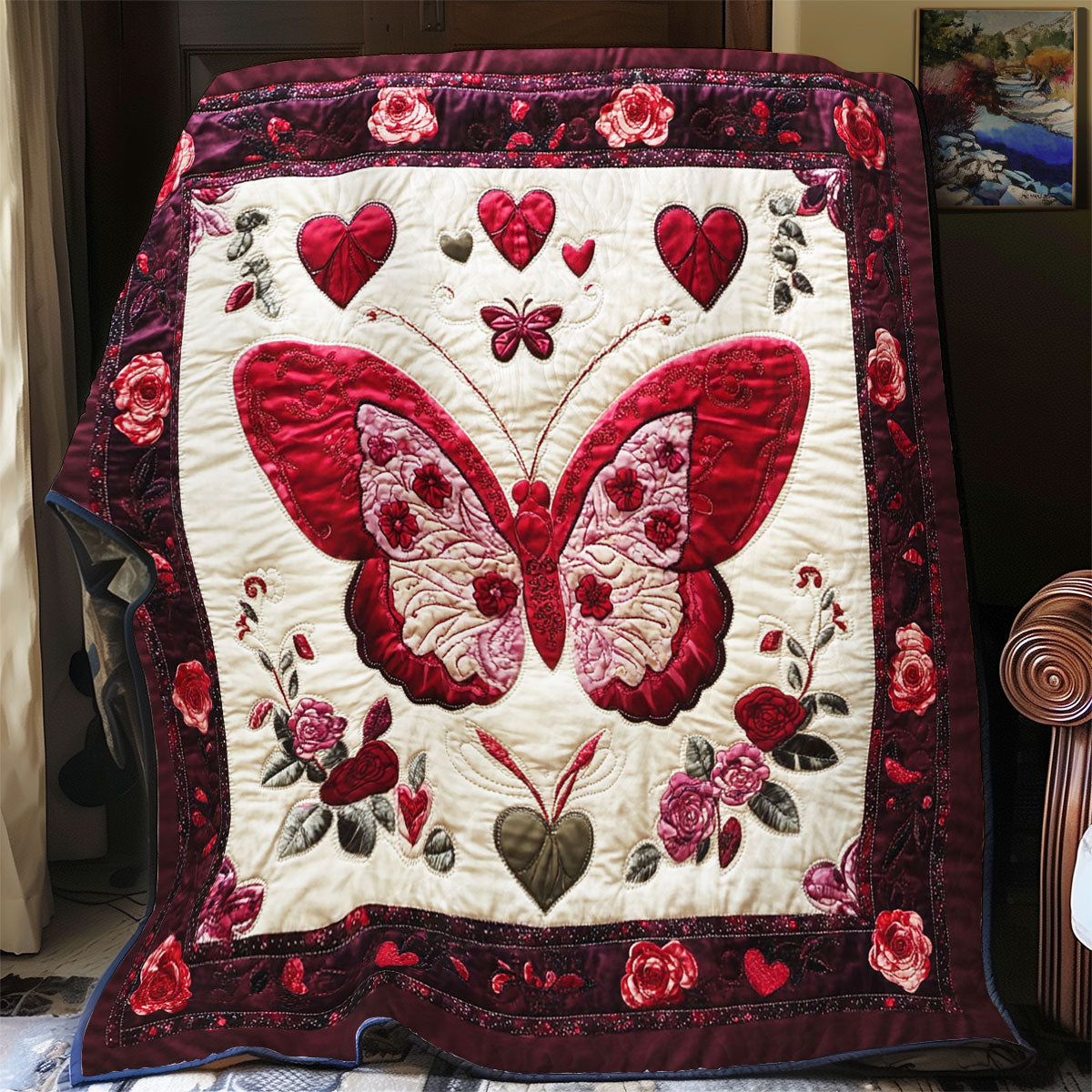 Butterfly In Valentine Garden WY1802015CL Quilt