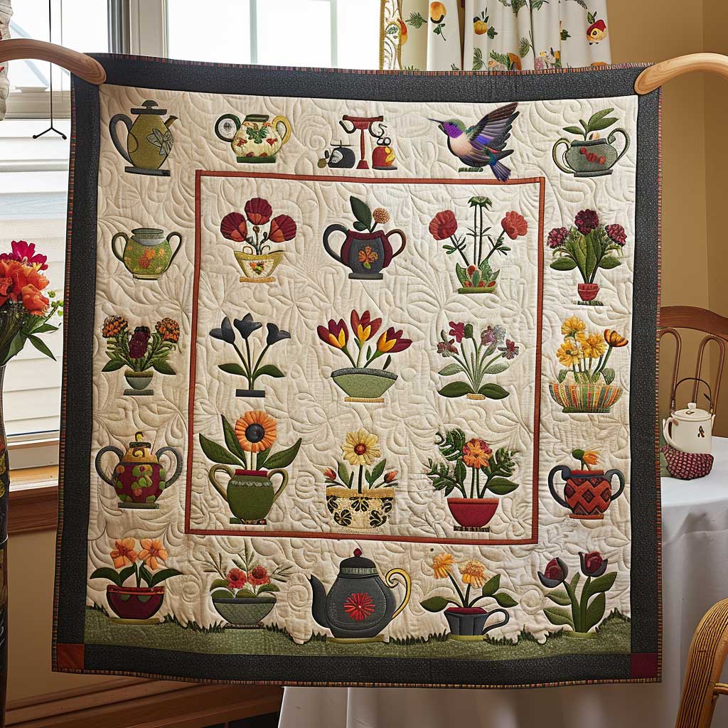 Vintage Flower Pots Collection WP3010047CL Quilt