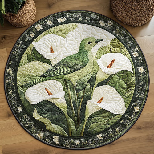 Green Bird Calla Lily WY2203037CL Quilted Round Mat