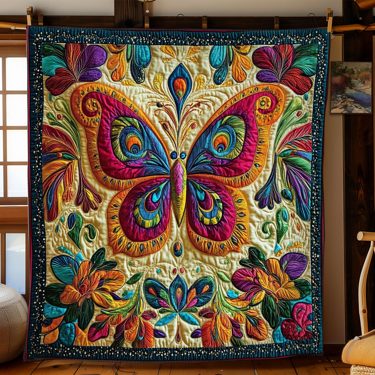 Colorful Abstract Butterfly WY1801054CL Quilt