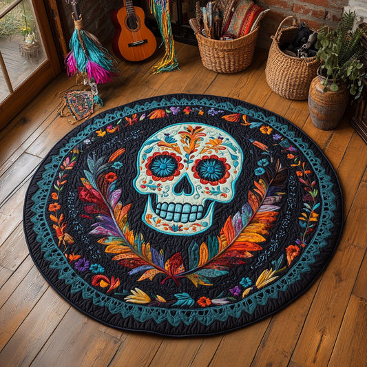 Boho Calavera Joy WY0306001CL Quilted Round Mat