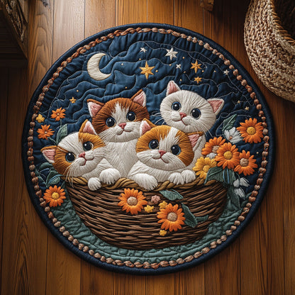 Midnight Basket Of Cat WY2305017CL Quilted Round Mat