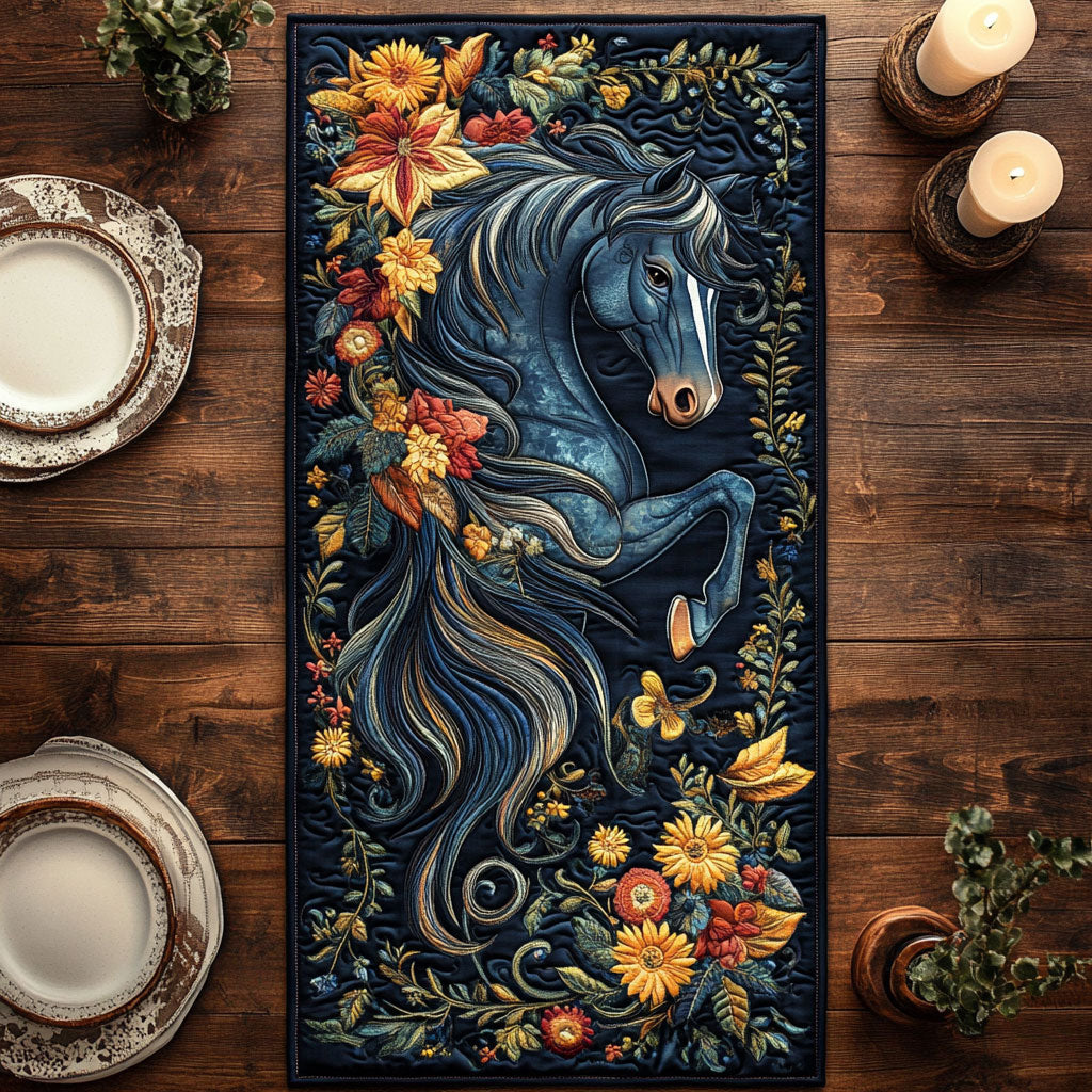 Floral Horse CW1405087CL Quilted Table Runner