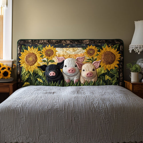 Sunflower Farm Piggies KL1612014CL Quilted Headboard Slipcover
