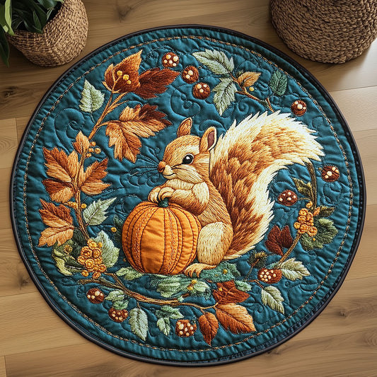 Squirrel In Autumn Forerst WY2003123CL Quilted Round Mat