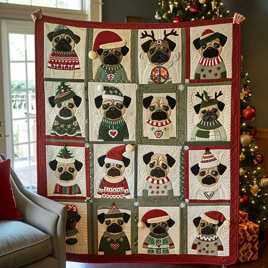 Christmas Pug Delight WN1710017CL Quilt