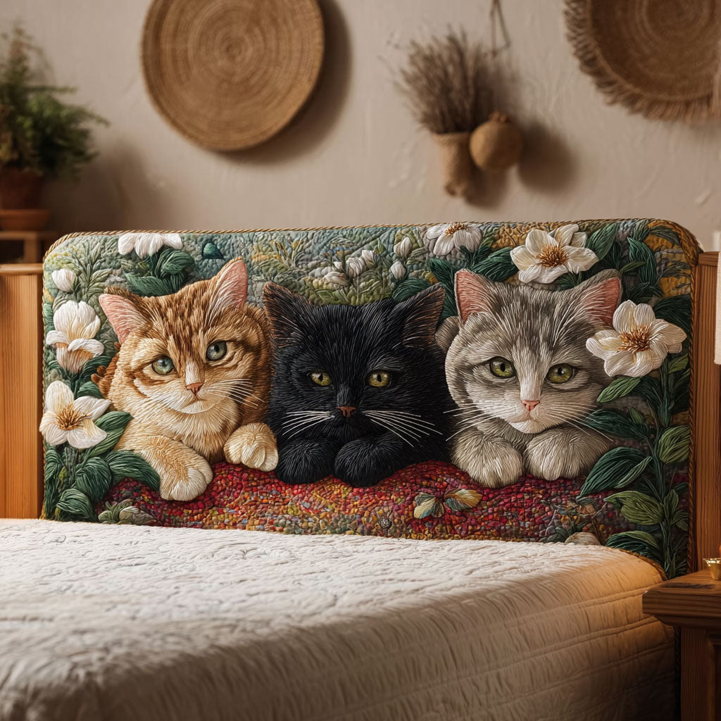 Cozy Floral Cat CW2512005CL Quilted Headboard Slipcover