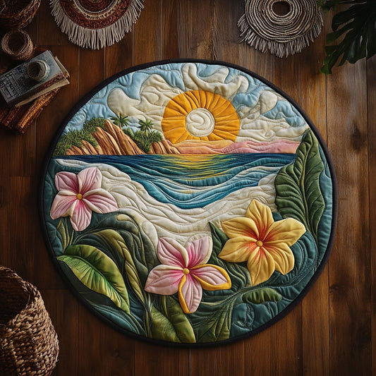 Frangipani Beach WY1706056CL Quilted Round Mat