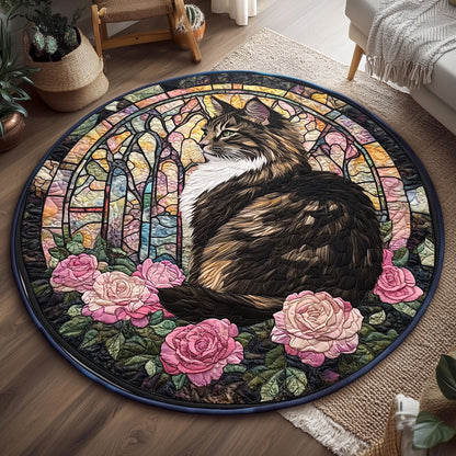 Elegant British Longhair WP2404014CL Quilted Round Mat
