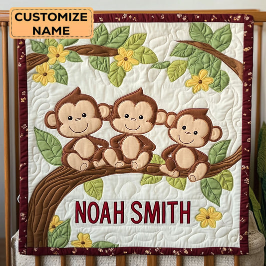 Sweet Jungle Friends WY1807023CL Personalized Baby Quilt