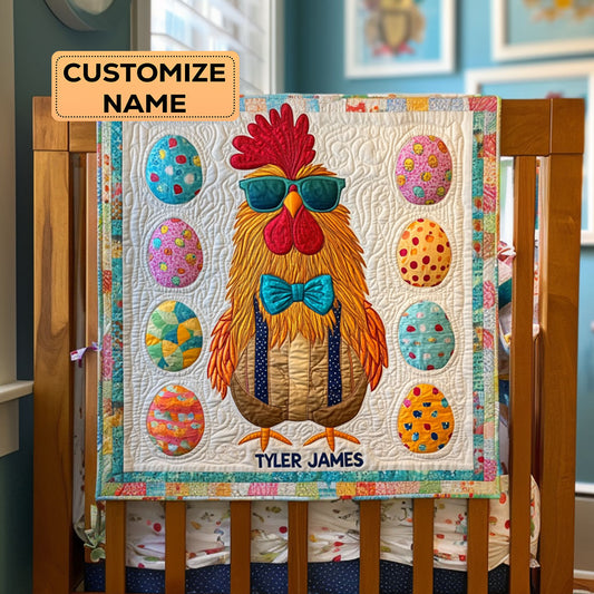 Cluckster Easter Bash WY3107013CL Personalized Baby Quilt