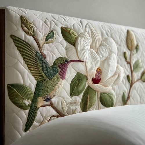 Hummingbird And Magnolias XR1912004CL Quilted Headboard Slipcover