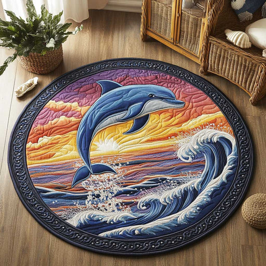 Sunset Dolphin WN2103036CL Quilted Round Mat