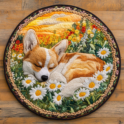 Corgi Blossomscape WN2705012CL Quilted Round Mat