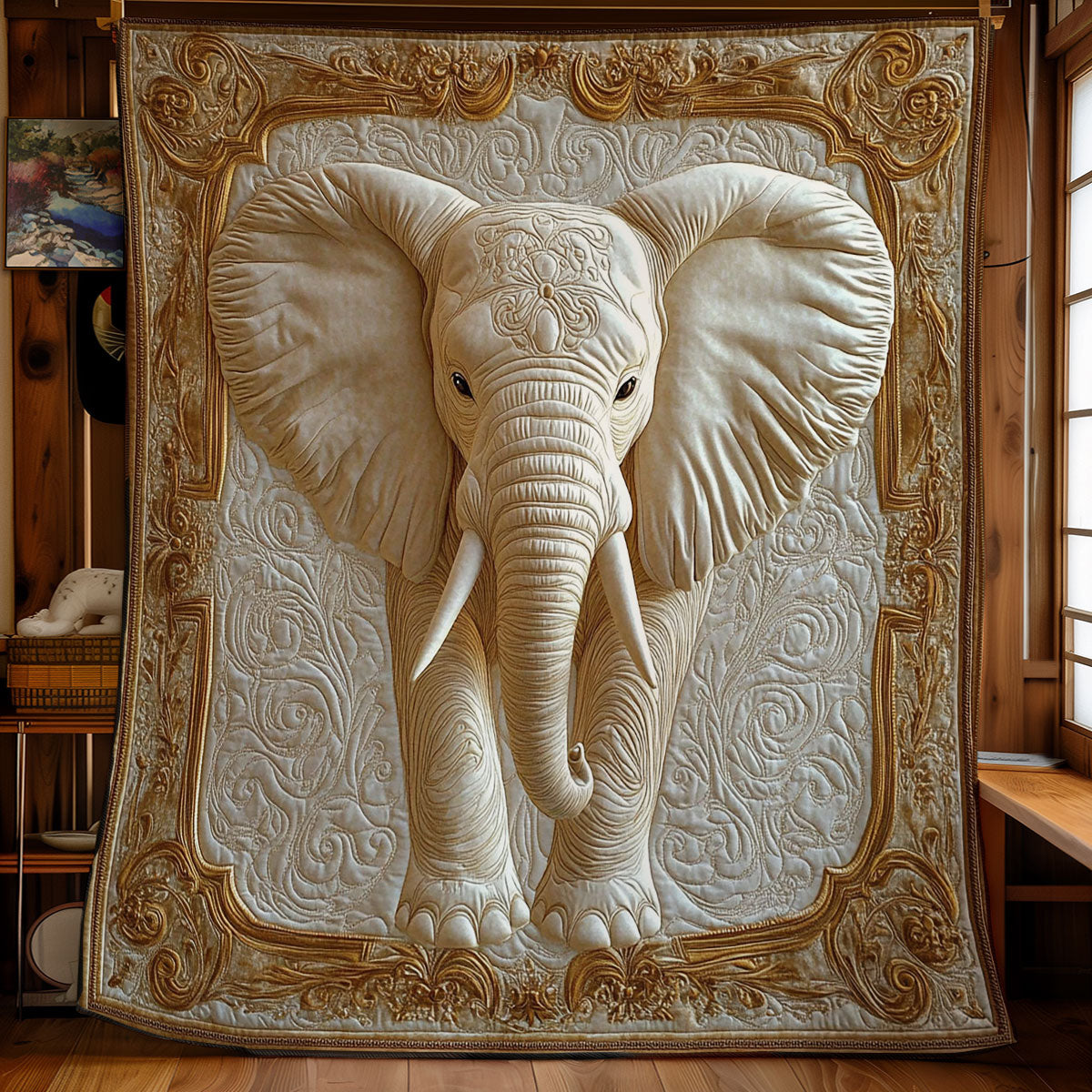 Beautiful White Elephant WY1801050CL Quilt