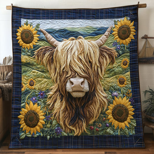 Floral Highland Cow Escape WN1707013CL Quilt