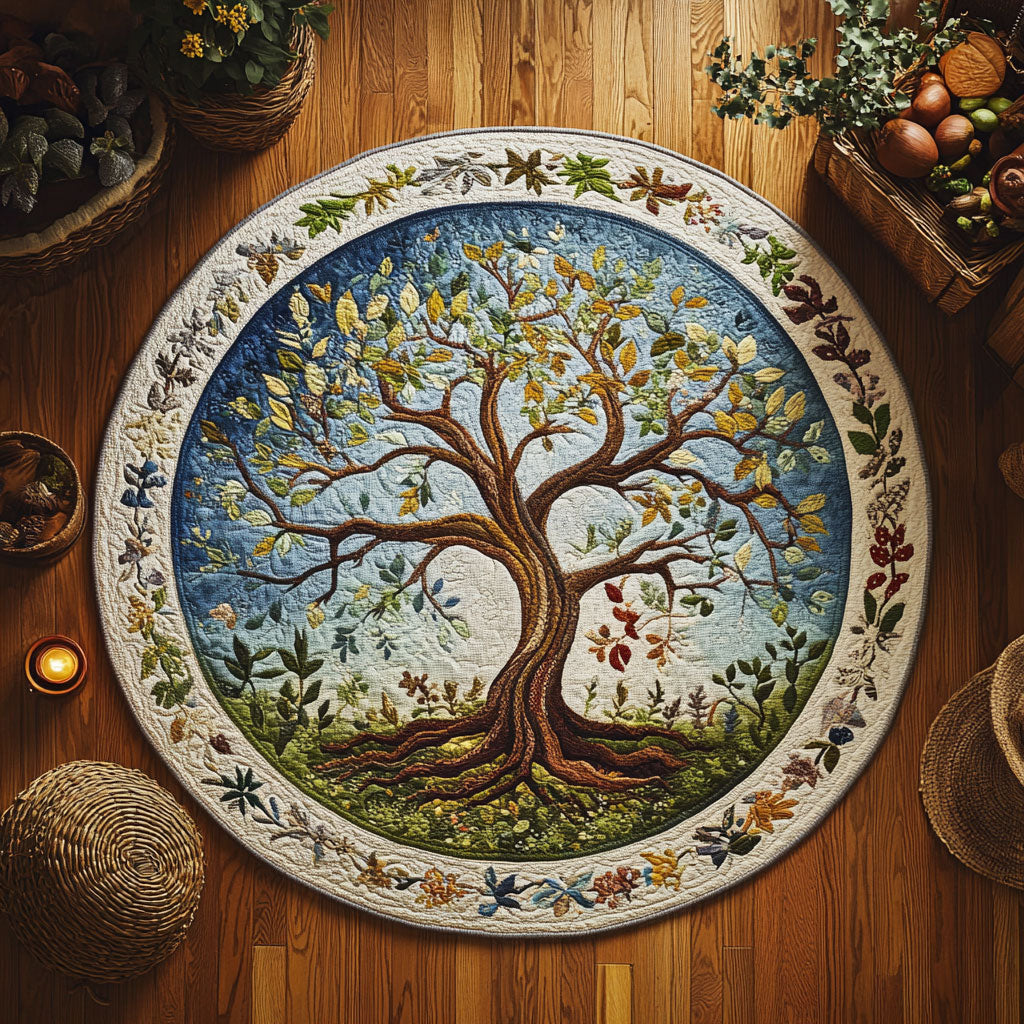 The Healing Tree WY1208058CL Quilted Round Mat