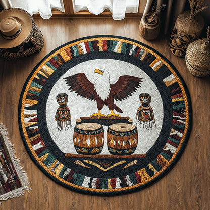Tribal Sky Drum WY0306035CL Quilted Round Mat