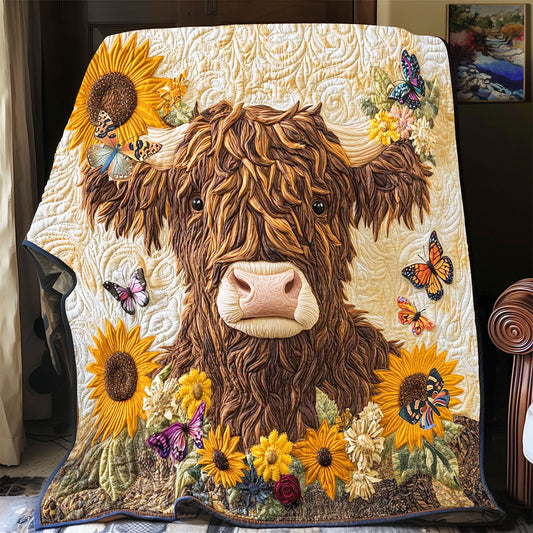 Highland Cow Sunflower WP2312026CL Quilt