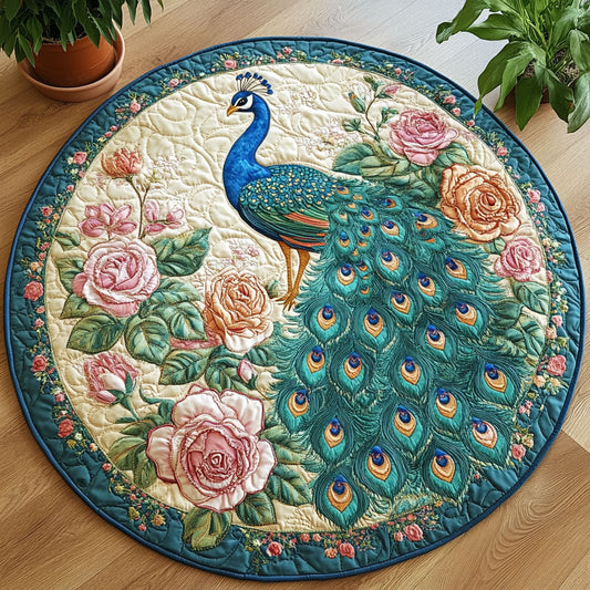 Beautiful Peacock CW1306006CL Quilted Round Mat