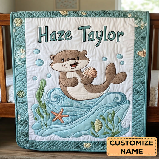 Ocean Otter Joy WN2807104CL Personalized Baby Quilt