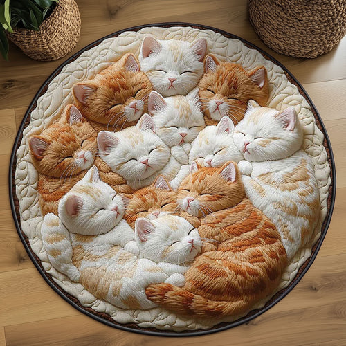 Napping Cat WN2203063CL Quilted Round Mat
