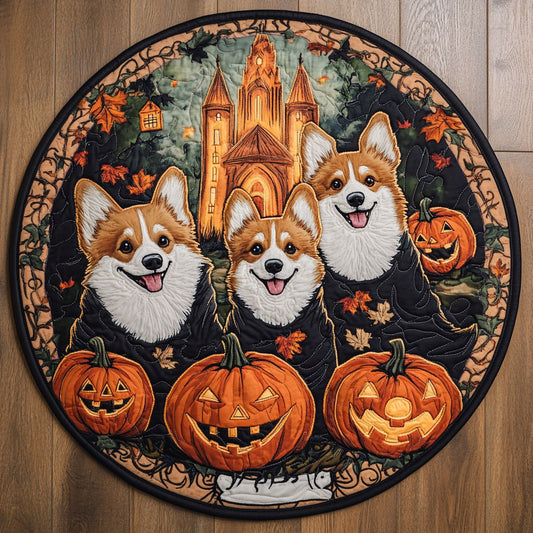 Corgi Pumpkin Parade WN3107018CL Quilted Round Mat