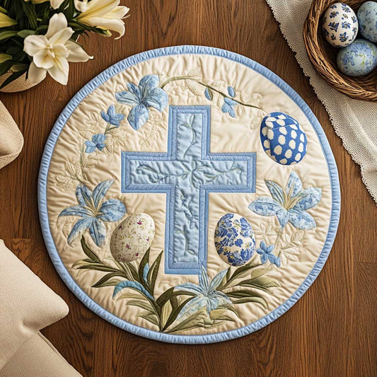 Easter Cross Faith WN2203016CL Quilted Round Mat