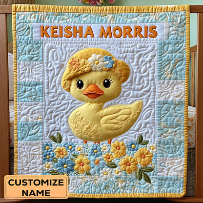 Yellow Hat Duckling WY2607019CL Personalized Baby Quilt