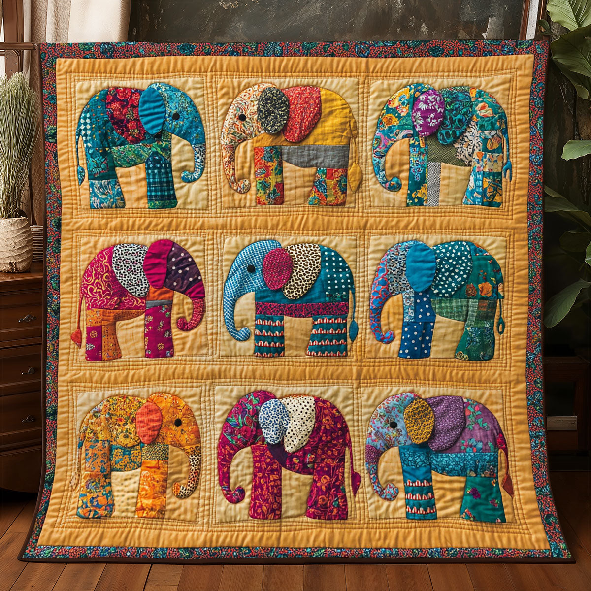Boho Elephant Patchwork WJ0506003CL Quilt