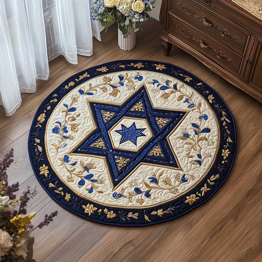 Jewish Star Elegance WN2203047CL Quilted Round Mat