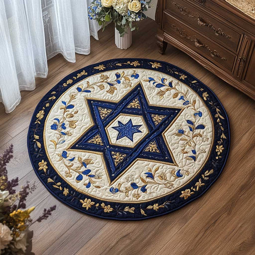 Jewish Star Elegance WN2203047CL Quilted Round Mat