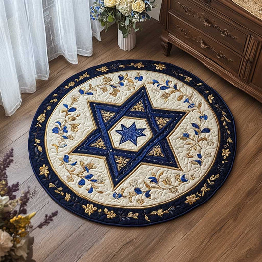 Jewish Star Elegance WN2203047CL Quilted Round Mat