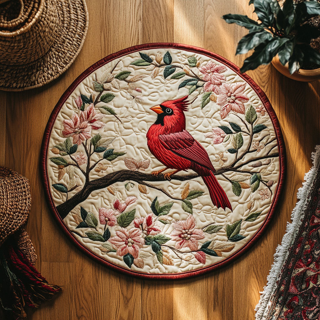 Flowering Tree Cardinal WY3006074CL Quilted Round Mat