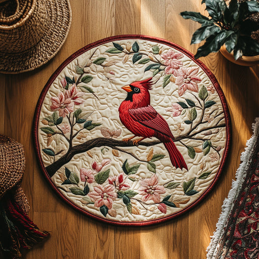 Flowering Tree Cardinal WY3006074CL Quilted Round Mat