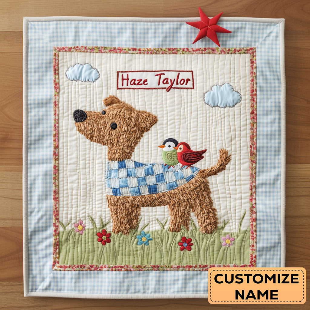 Dog In Bloom WN2307013CL Personalized Baby Quilt