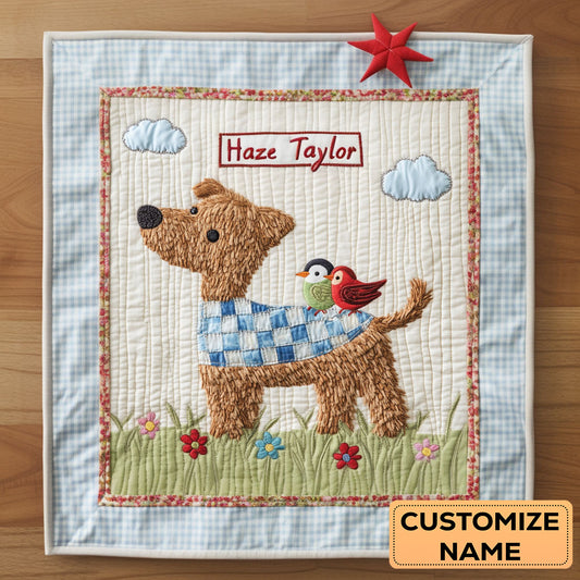Dog In Bloom WN2307013CL Personalized Baby Quilt