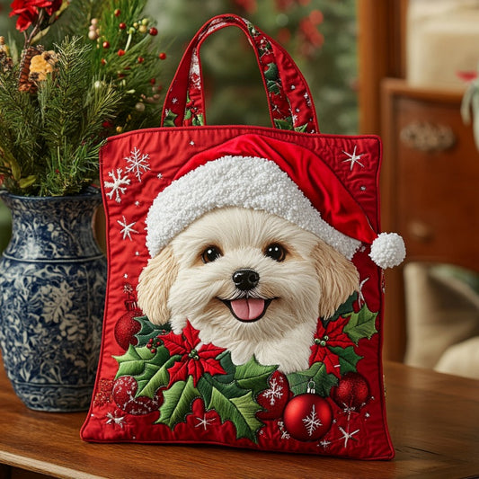 Maltese Christmas XR2509005CL Quilted Tote Bag