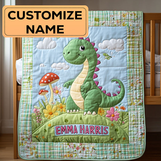 Dino Garden Love CW2607017CL Personalized Baby Quilt