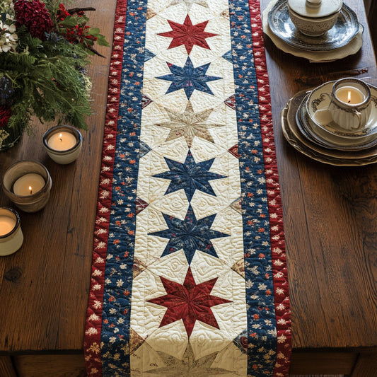 Patriotic Stars CW2305442CL Quilted Table Runner